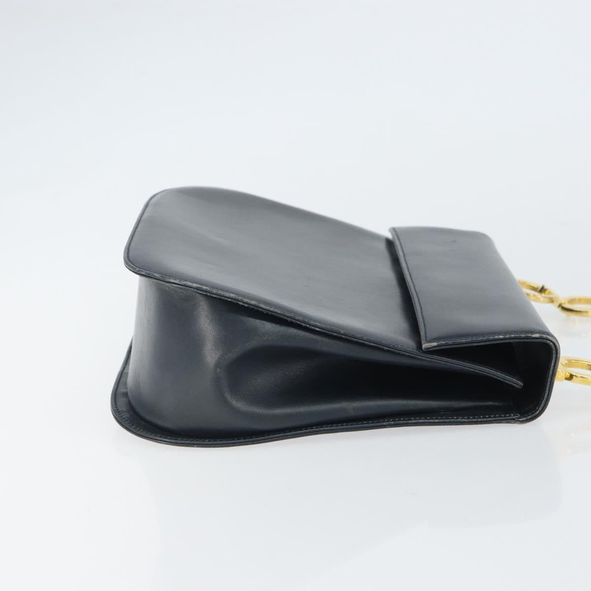 Salvatore Ferragamo Gancini Shoulder Bag Leather, NAVY, LEATHER, Shoulder bag