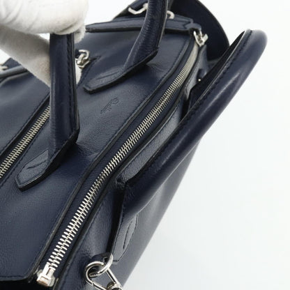 Bally Vintage Handbag Leather, Navy, Leather, Handbag