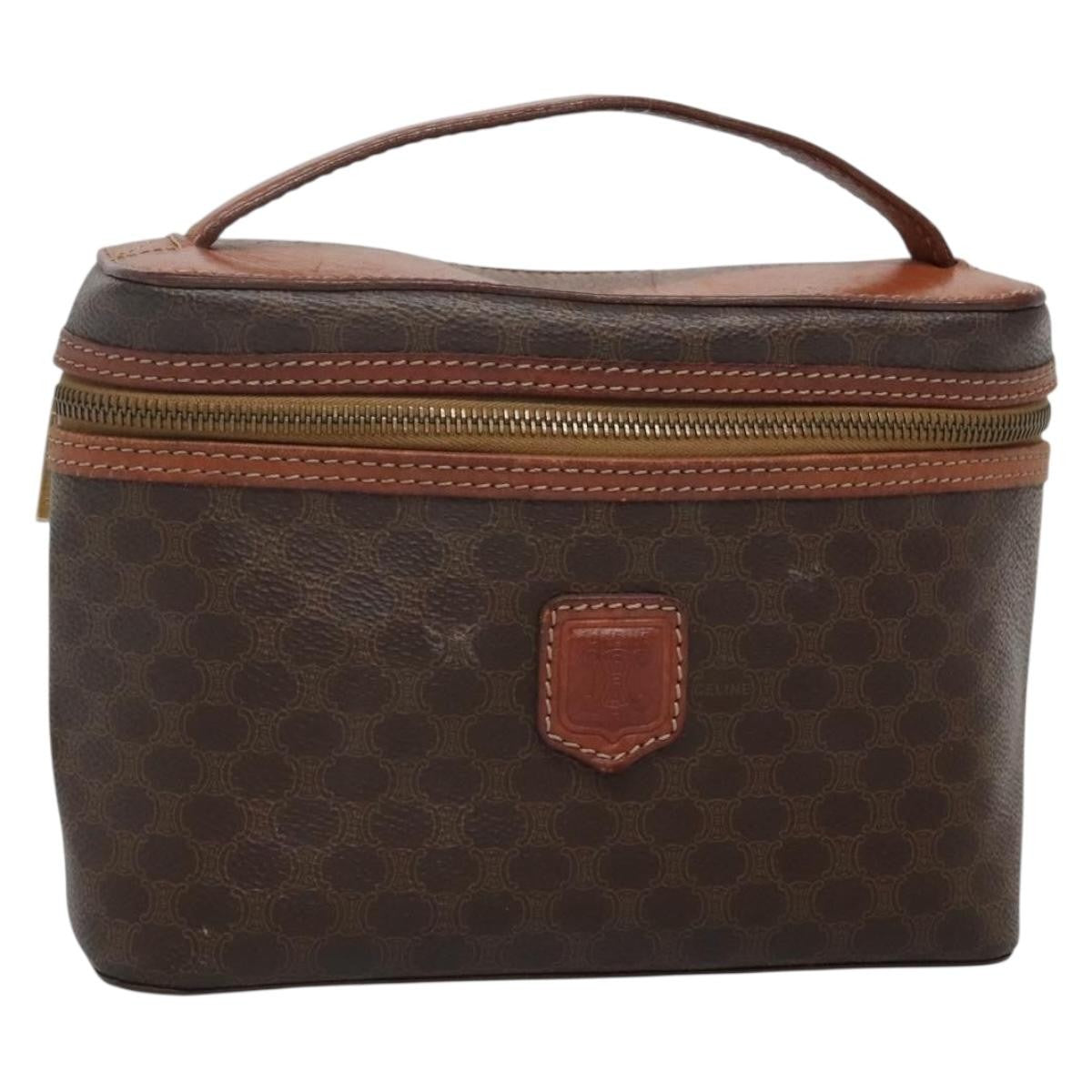 Celine Macadam Vanity Bag Canvas, BROWN, PVC, Travel bag