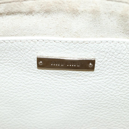 Miu Miu Drawstring Satchel Leather, SILVER, LEATHER, Handbag