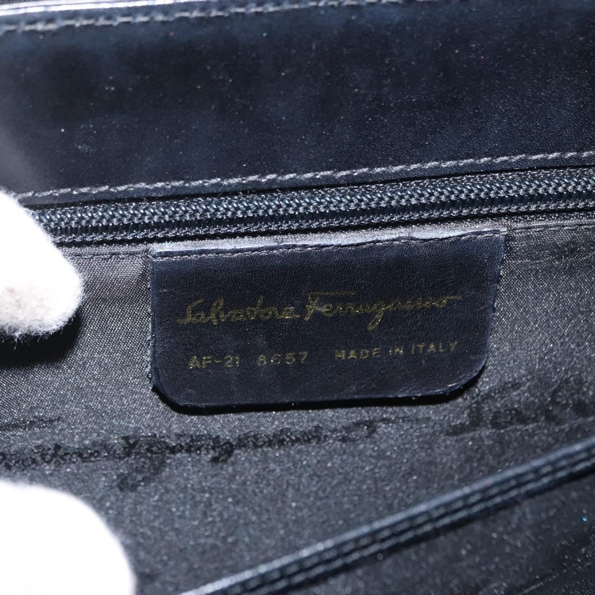 Salvatore Ferragamo Gancini handbag Leather, BLACK, LEATHER, Handbag