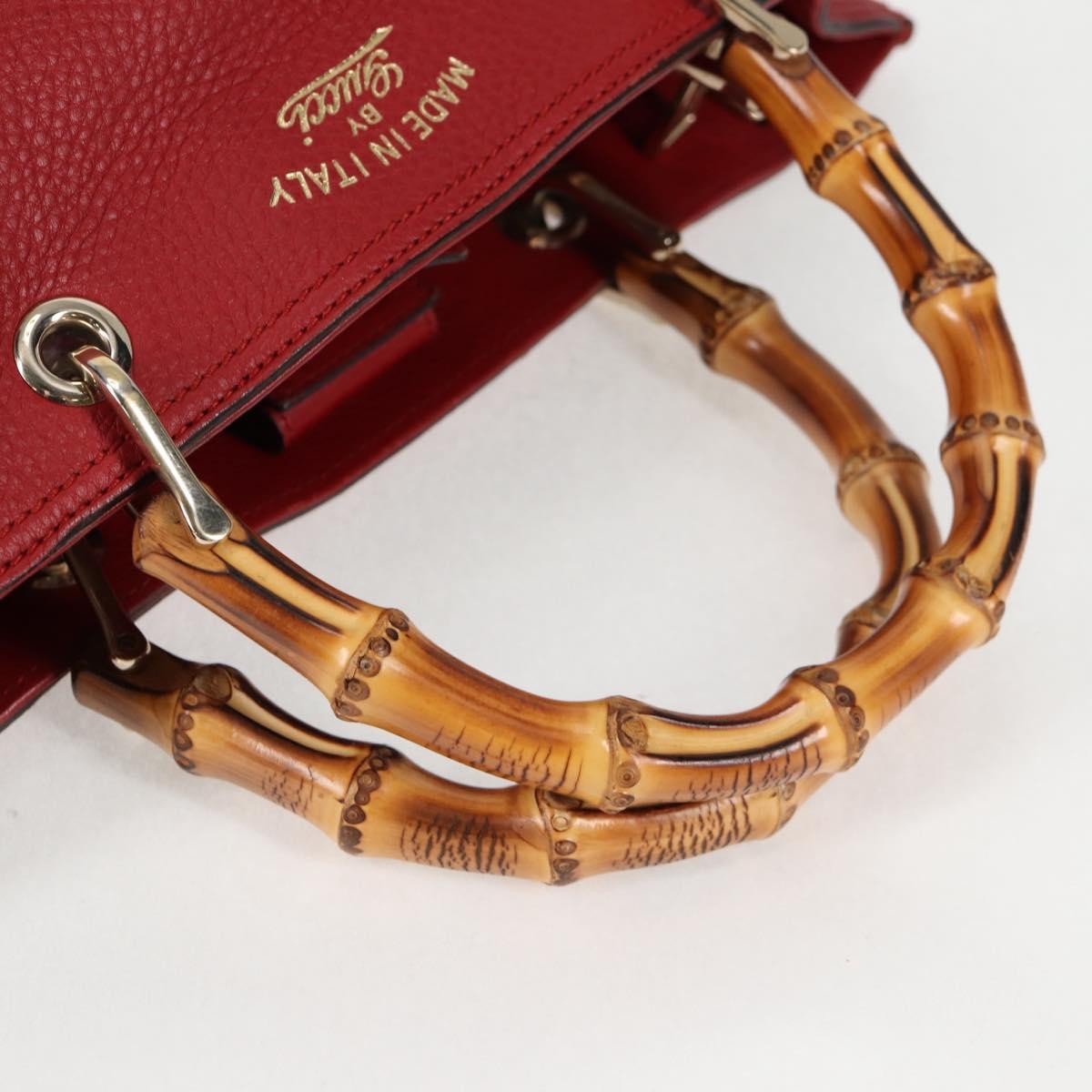 Gucci Bamboo Shopper Tote Leather, RED, LEATHER, Tote bag