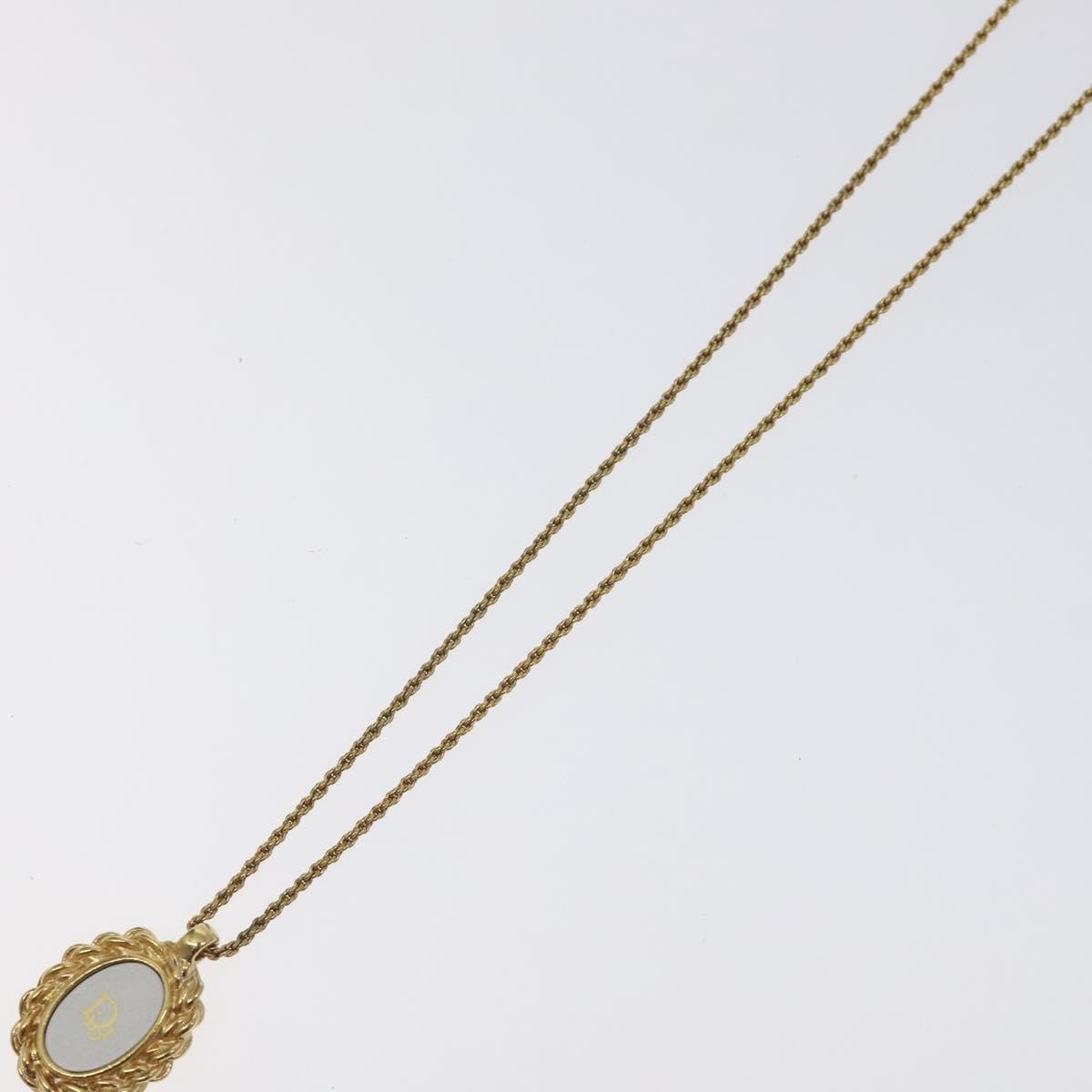 Christian Dior Vintage Logo Round Pendant Necklace Metal, GOLD, METAL, Necklace