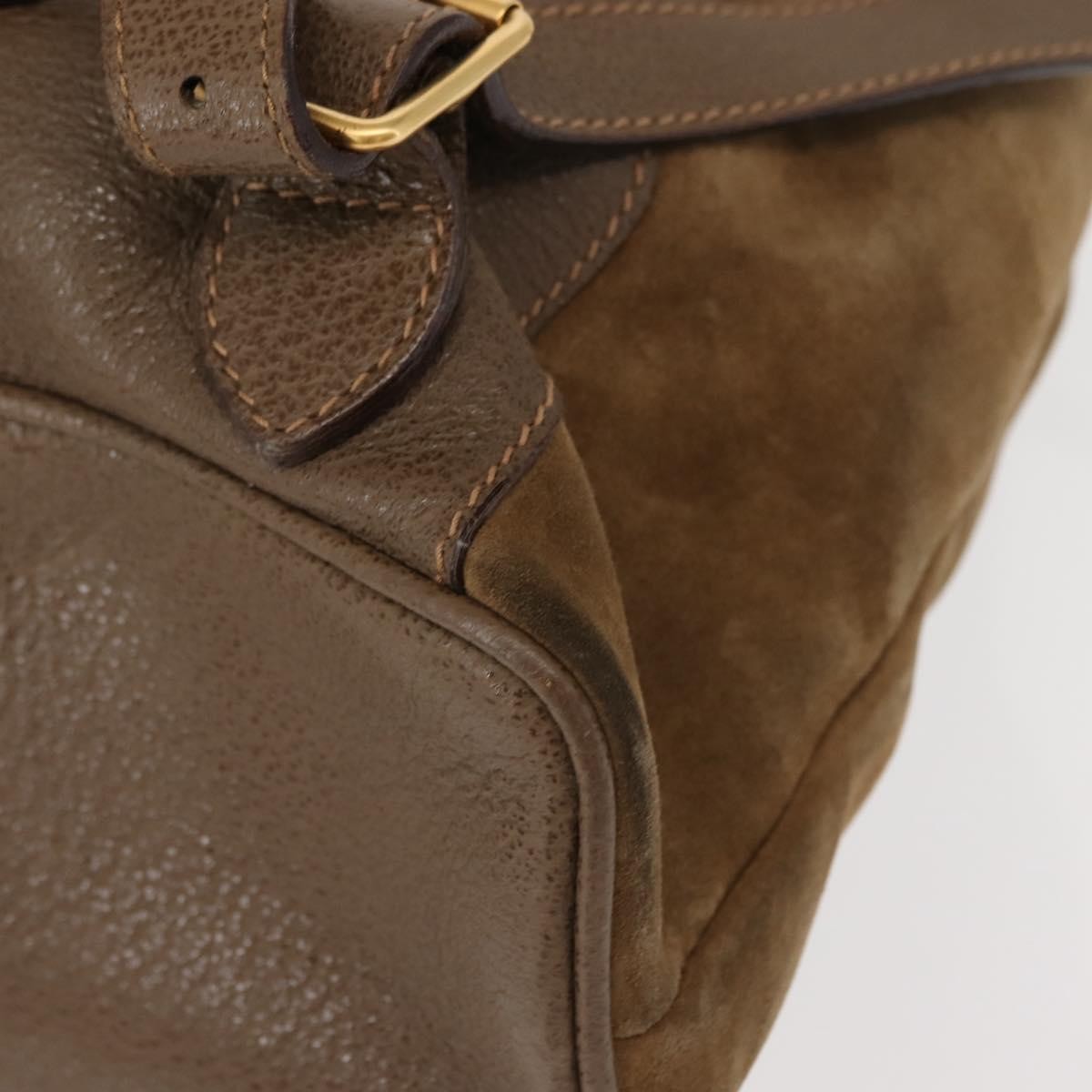 Gucci Vintage Bamboo Backpack Suede, BROWN, SUEDE, Backpack