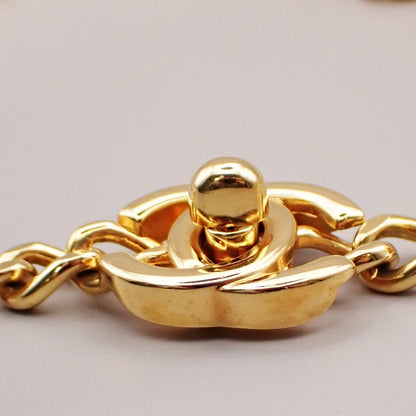Chanel Vintage Turnlock Reissue Chain Necklace Metal, GOLD, GOLD_PLATED, Necklace