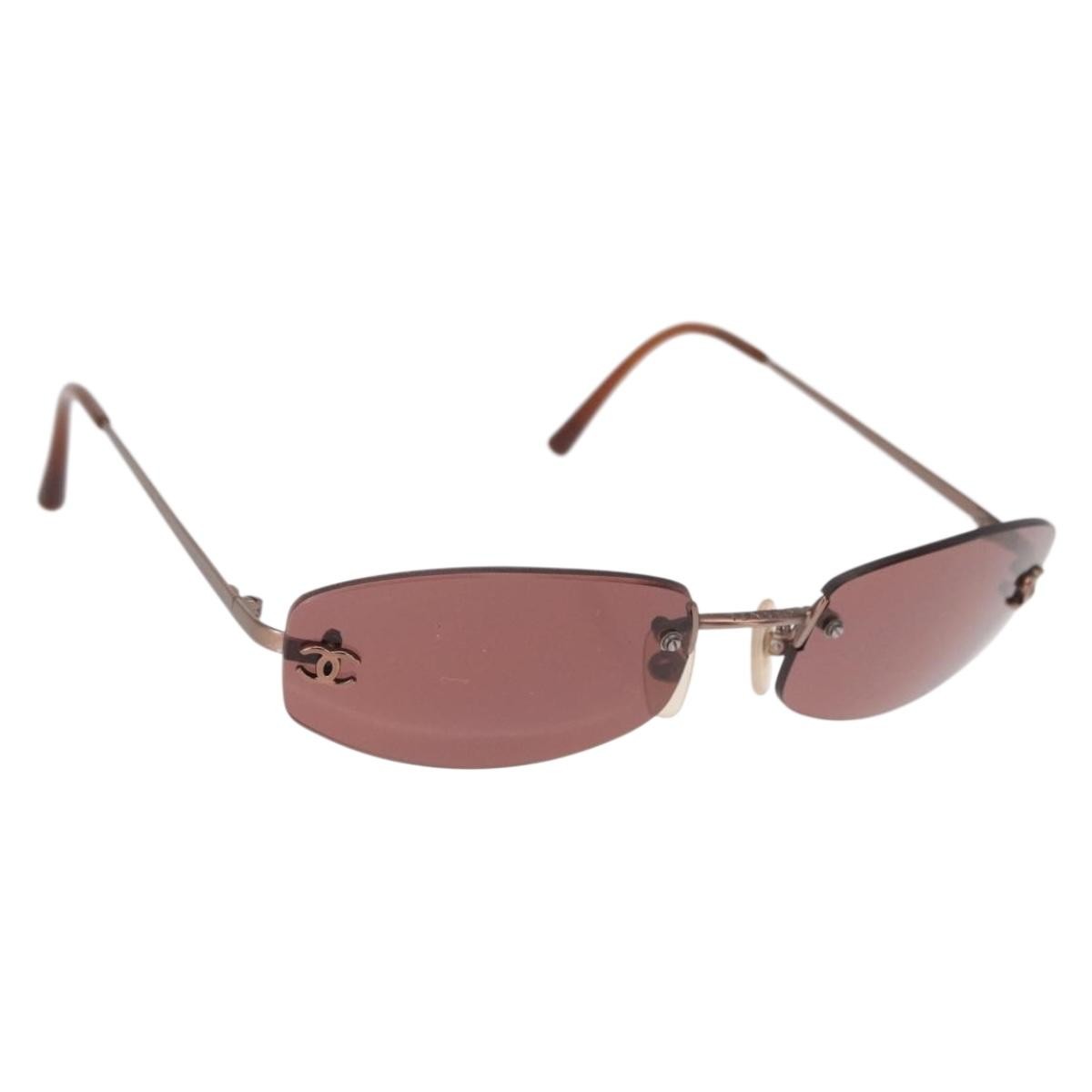 Chanel Logo CC Sunglasses Metal, BROWN, METAL, Sunglasse