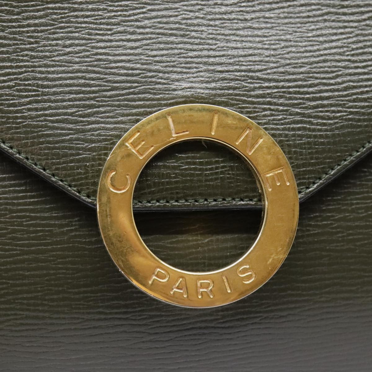 Celine Vintage Circle Logo Crossbody Bag Leather, KHAKI, LEATHER, Crossbody bag