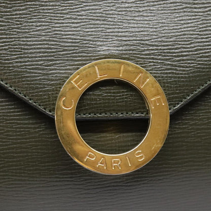 Celine Vintage Circle Logo Crossbody Bag Leather, KHAKI, LEATHER, Crossbody bag