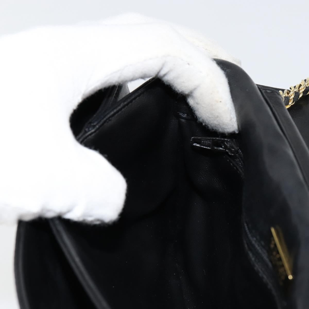 Bally Vintage Chain Shoulder Bag Quilted Leather, BLACK, LEATHER, Shoulder bag