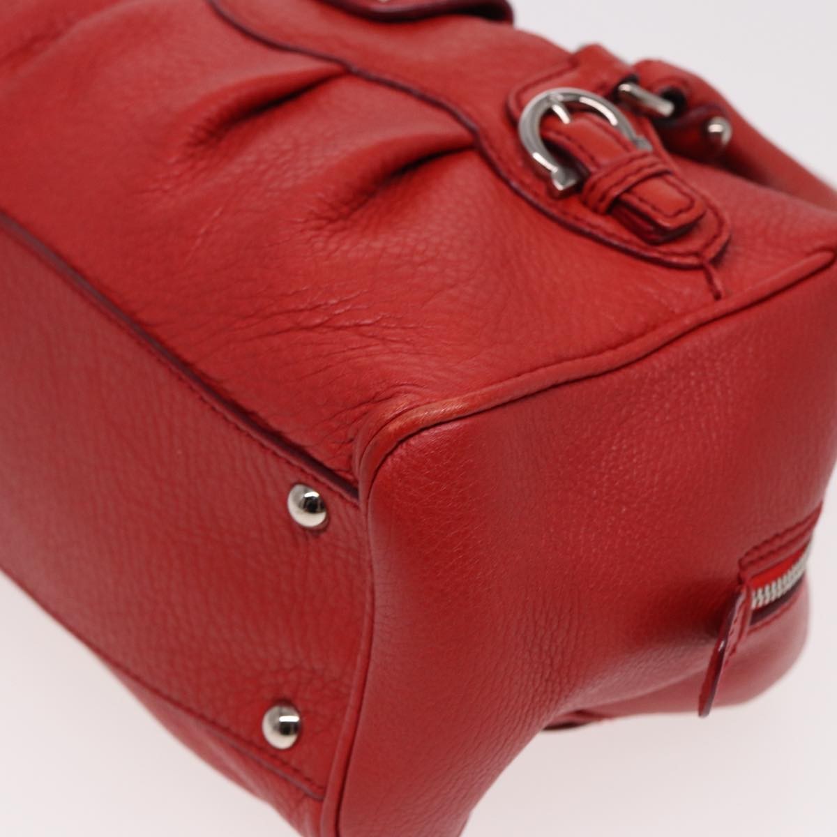 Salvatore Ferragamo Gancini Buckle Shoulder Bag Leather, RED, LEATHER, Handbag