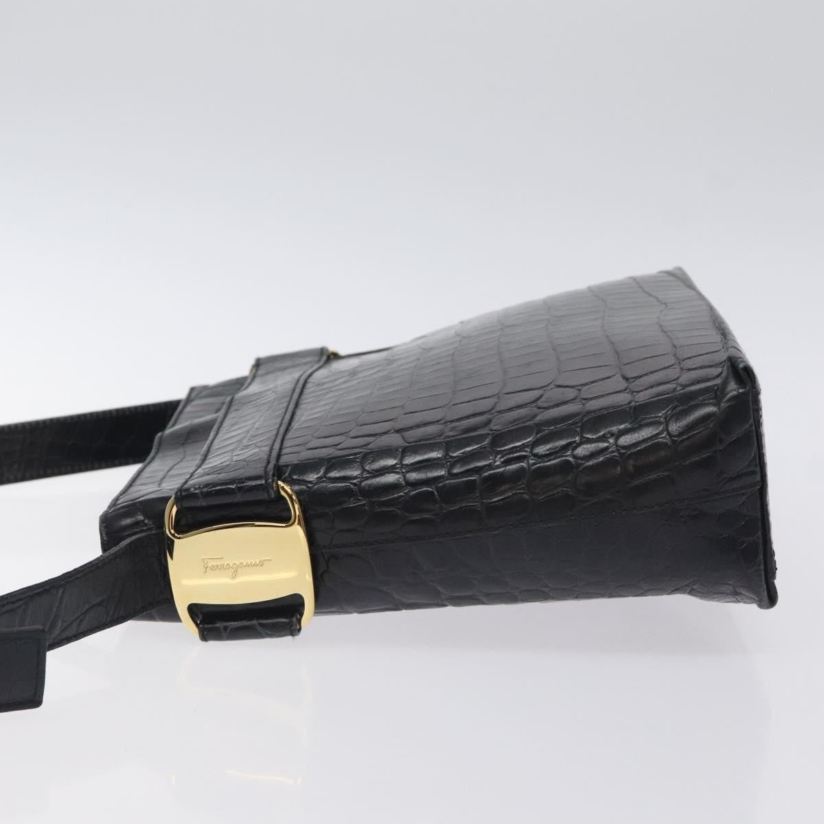 Salvatore Ferragamo Vara shoulder Bag Leather, BLACK, LEATHER, Shoulder bag