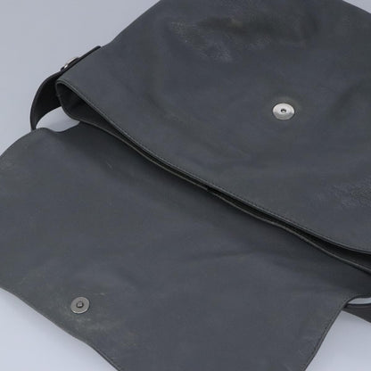 Celine Flap Shoulder Bag Leather, GRAY, LEATHER, Shoulder bag