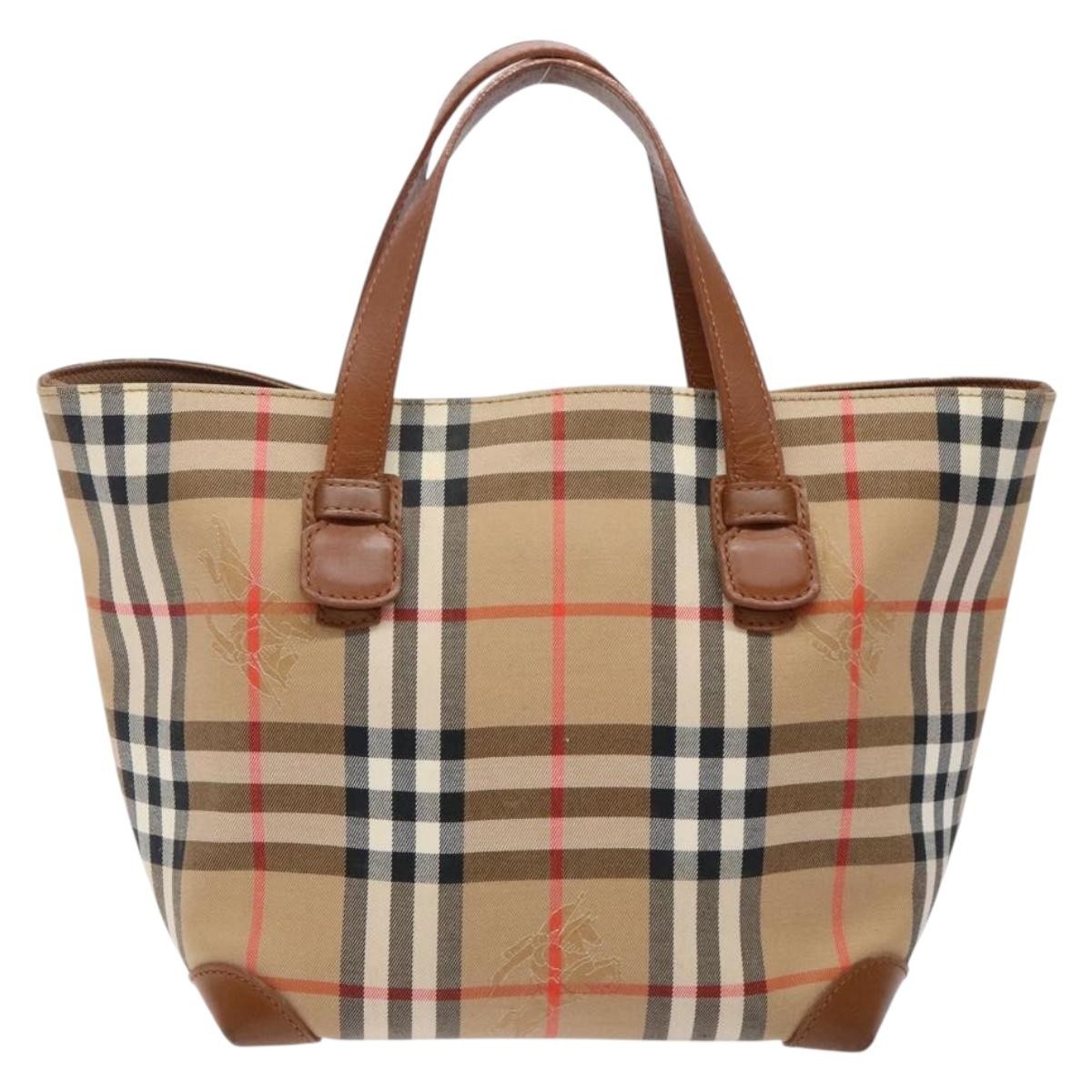 Burberry Nova Check Tote Canvas and Leather, BEIGE, CANVAS, Tote bag