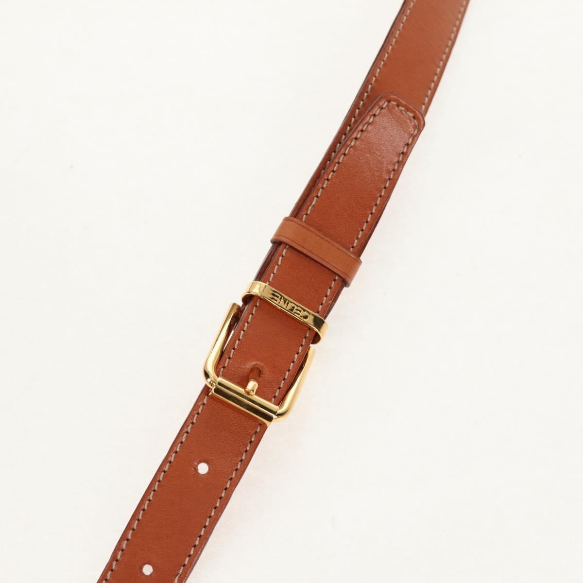 Celine Vintage Macadam Handbag Canvas and Leather, BEIGE, CANVAS, Handbag