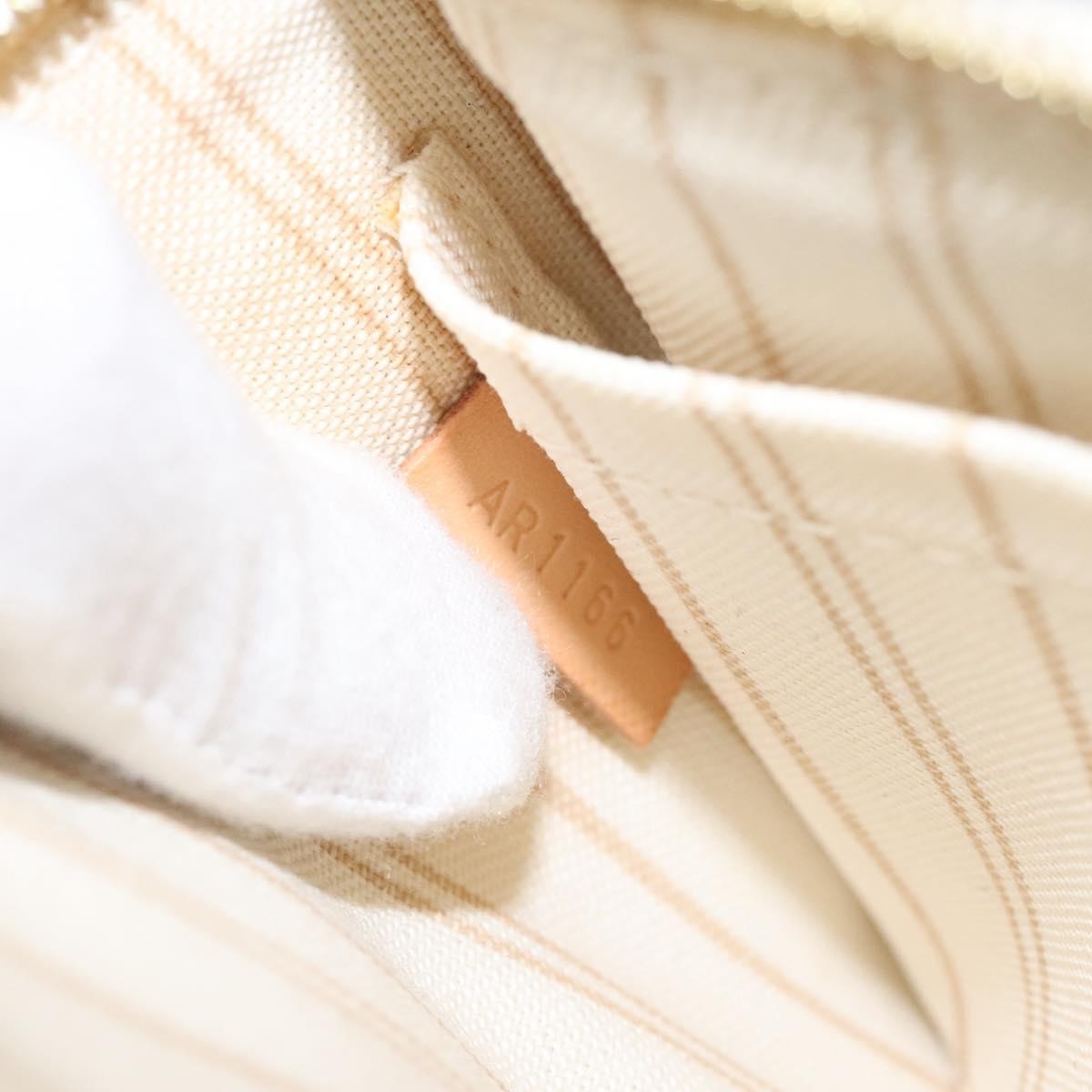 Louis Vuitton Neverfull Pochette Damier, WHITE, CANVAS, Clutche & pouche