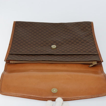 Celine Macadam Pochette Canvas and Leather, BROWN, CANVAS, Clutche & pouche