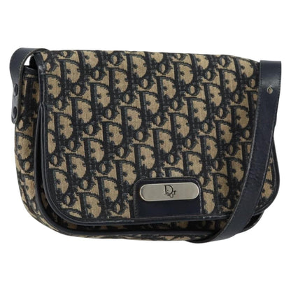 Christian Dior Vintage Trotter Shoulder Bag Canvas, NAVY, CANVAS, Shoulder bag