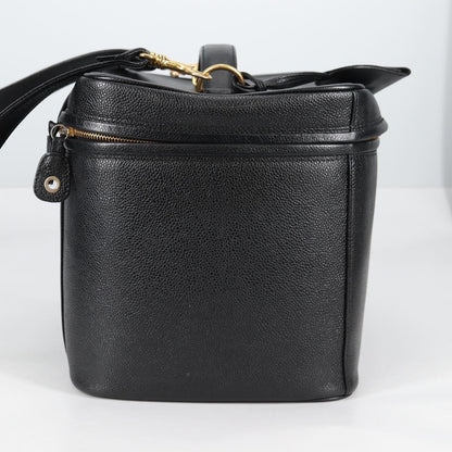 Chanel Vintage Timeless Vanity Case Caviar, BLACK, LEATHER, Toiletry Case