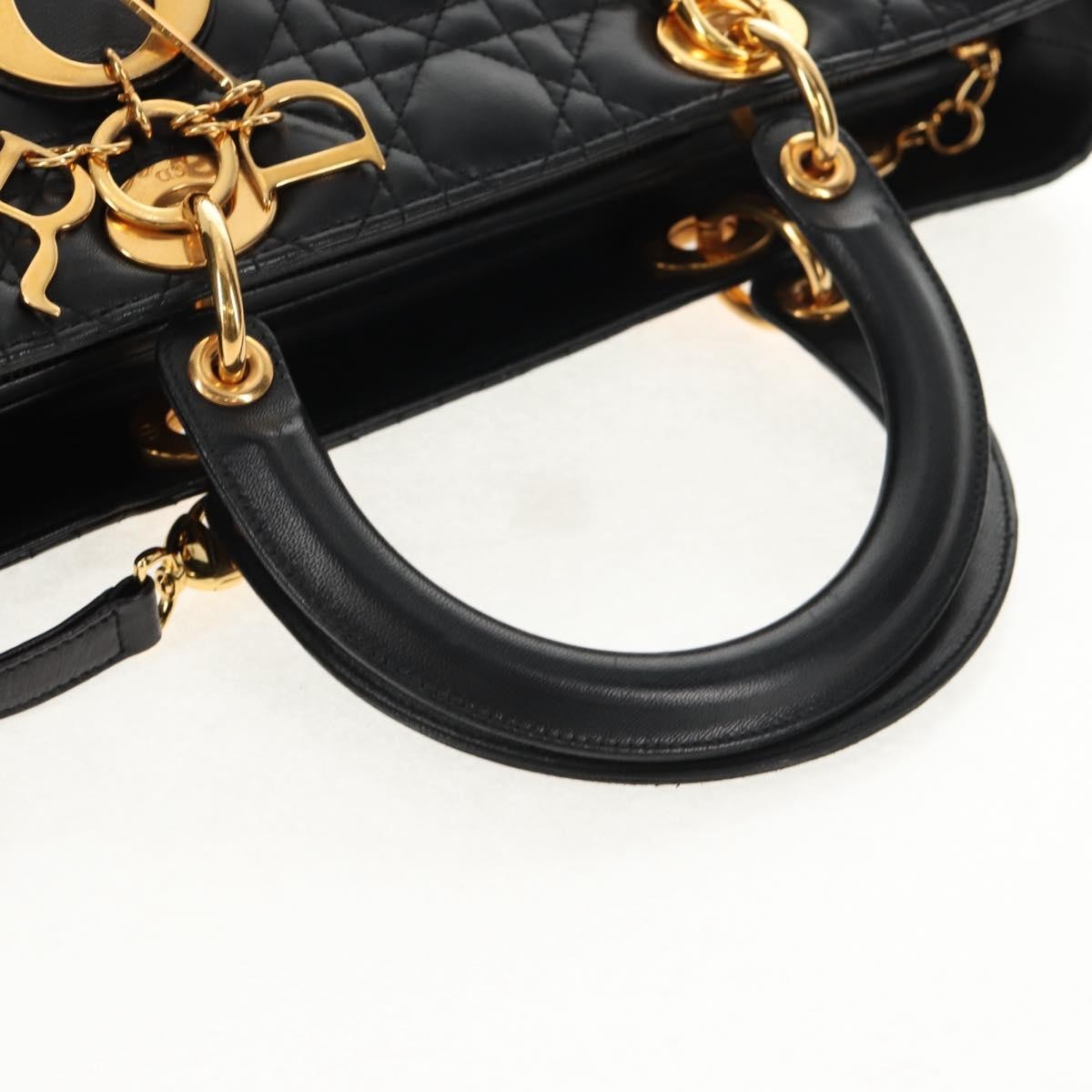 Christian Dior Vintage Lady Dior Bag Cannage Quilt Lambskin, BLACK, LEATHER, Handbag