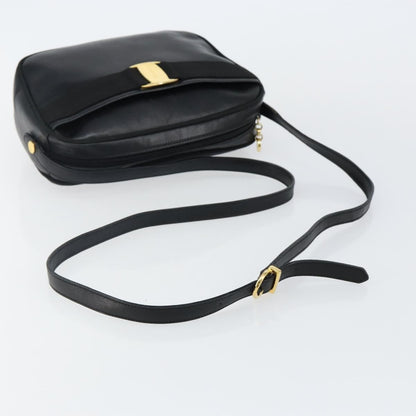 Salvatore Ferragamo Vala Shoulder Bag Leather, BLACK, LEATHER, Shoulder bag