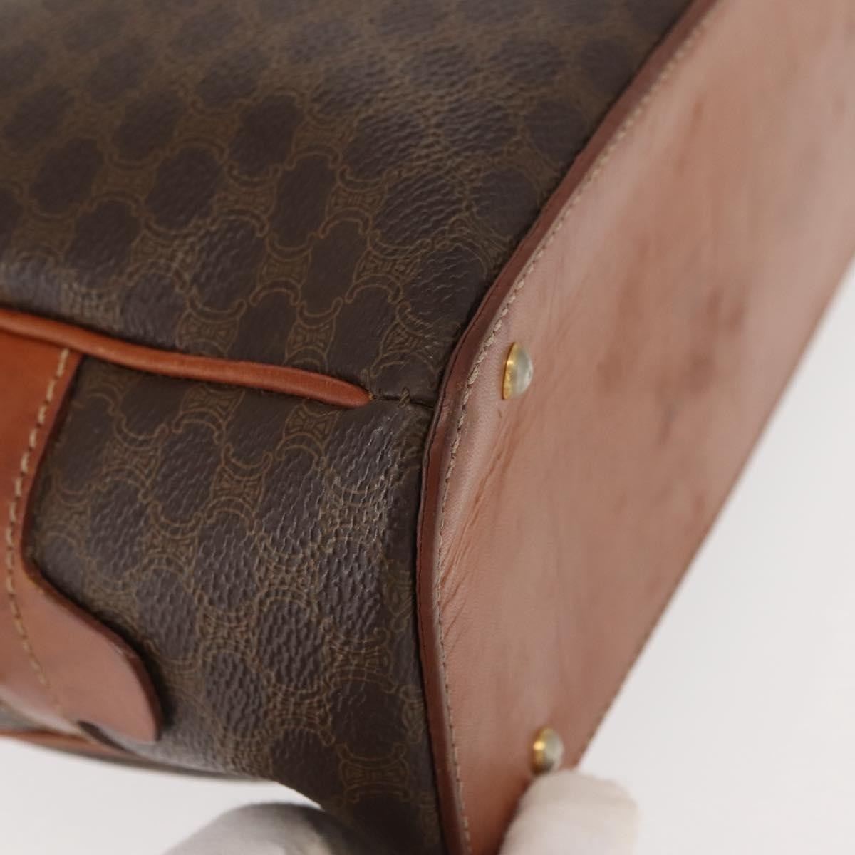 Celine Vintage Macadam Handbag Canvas and Leather, BROWN, CANVAS, Handbag