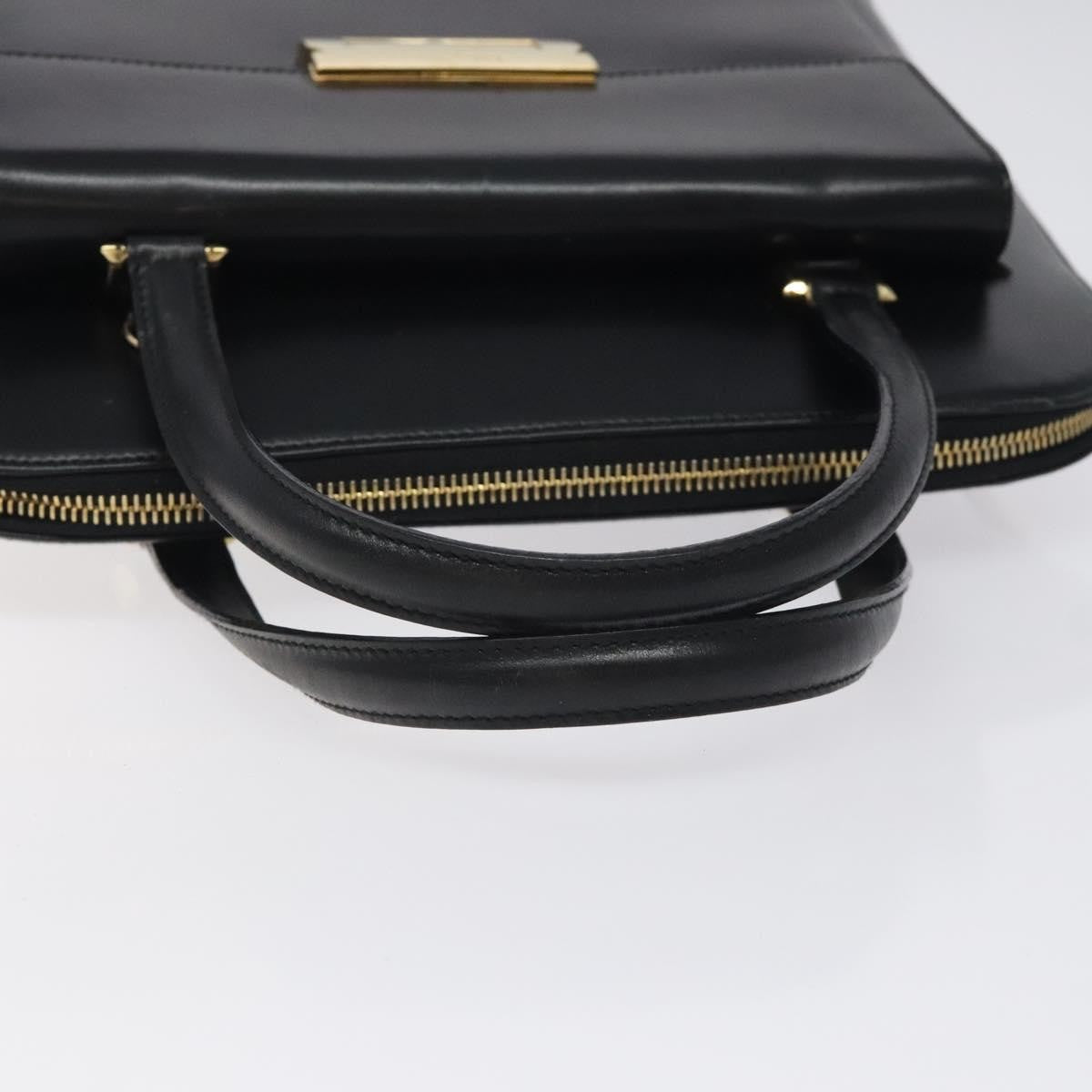 Salvatore Ferragamo Vintage Zip Handbag Leather, BLACK, LEATHER, Handbag