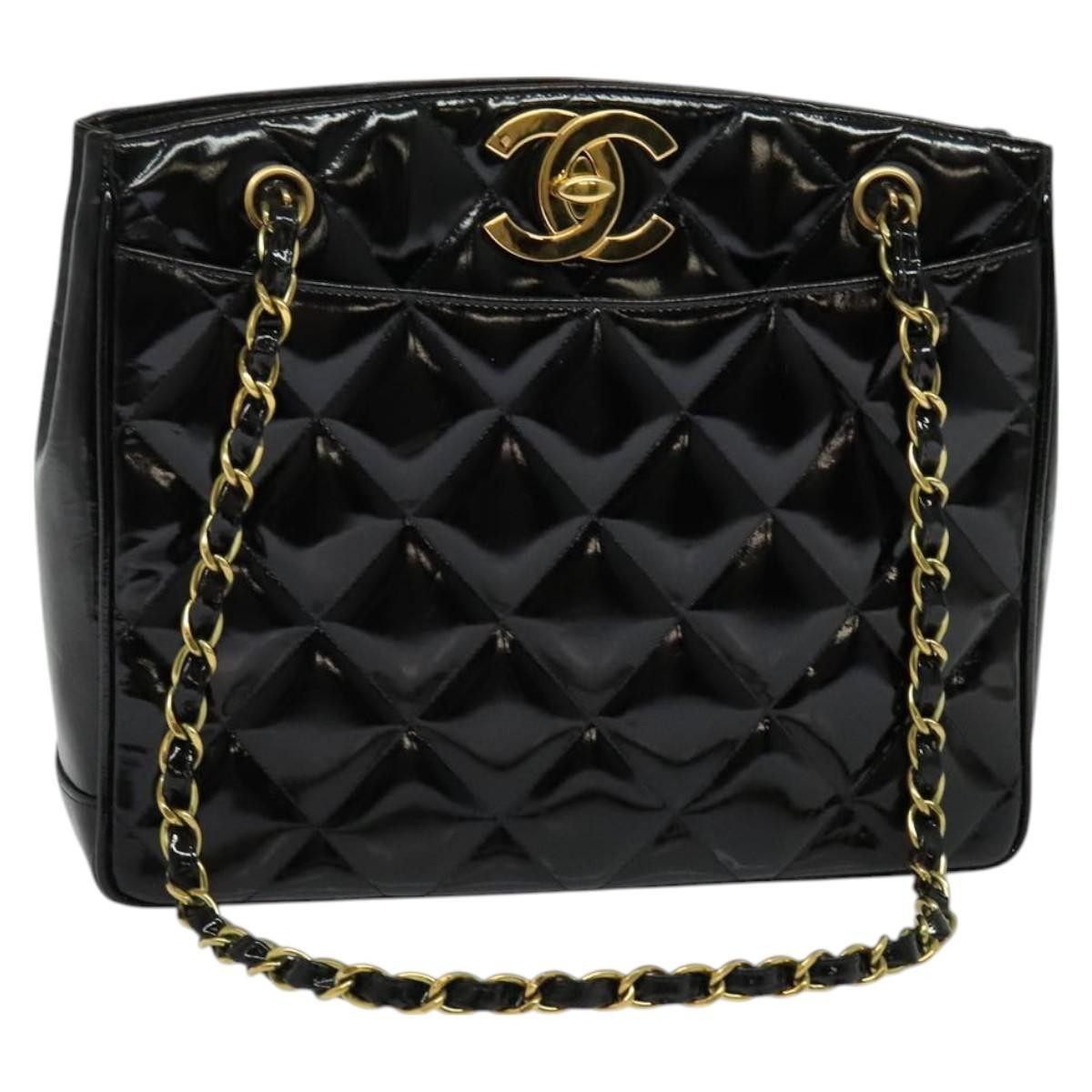 Chanel Chain Shoulder Bag Patent leather, BLACK, PATENT_LEATHER, Shoulder bag