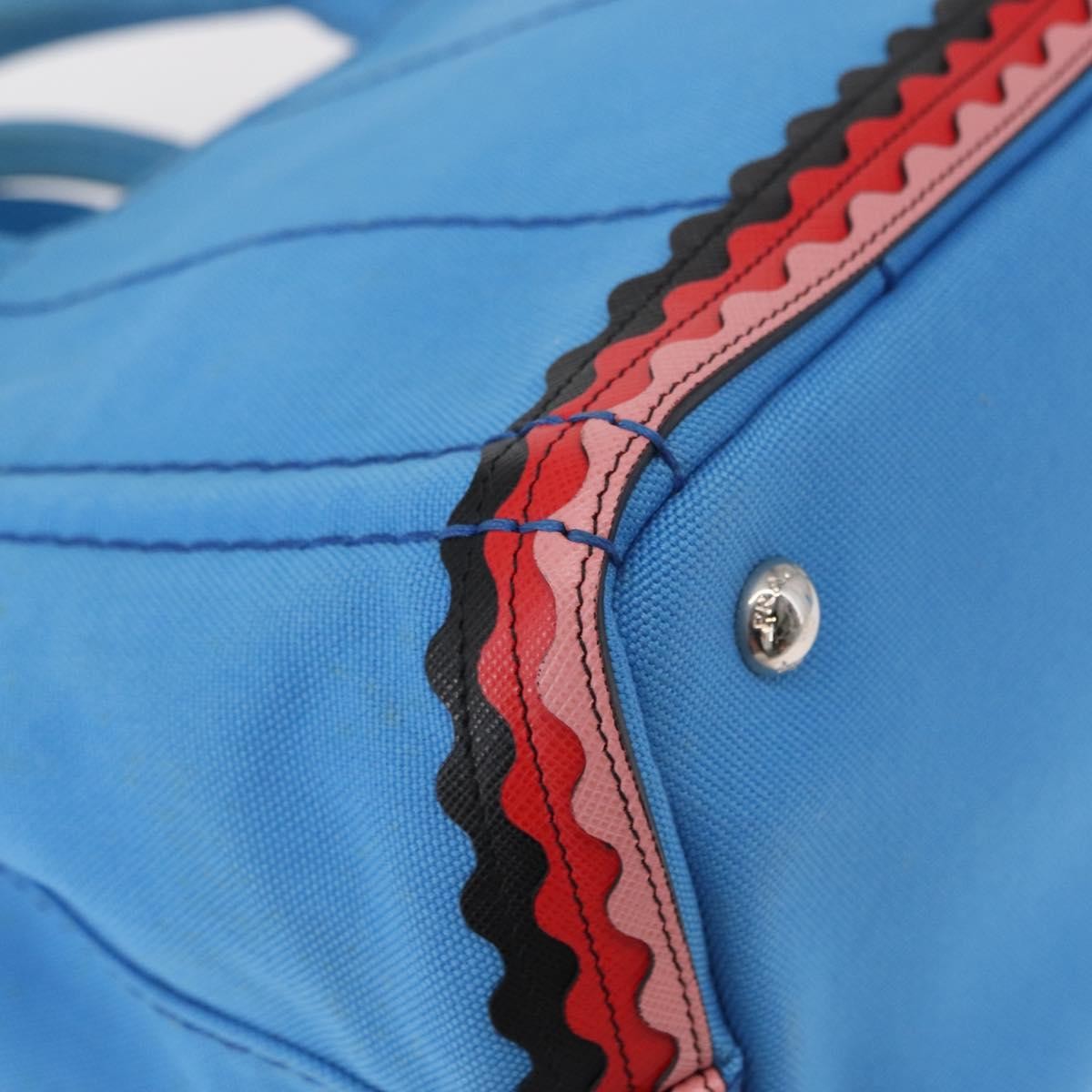 Prada Canapa Convertible Tote Canvas with Applique, BLUE, CANVAS, Tote bag