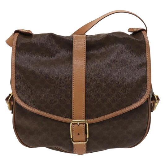 Celine Vintage Macadam Shoulder Bag Canvas, BROWN, CANVAS, Shoulder bag