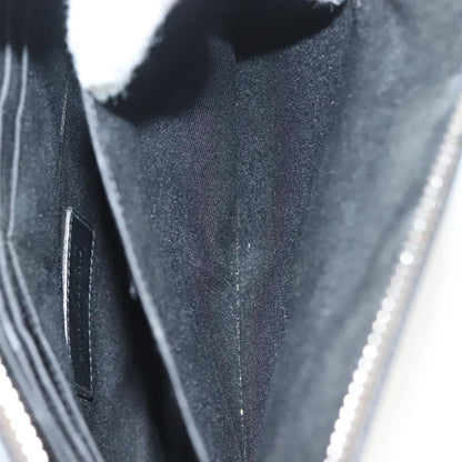 Saint Laurent Stars Zip Pouch Leather, BLACK, LEATHER, Clutche & pouche