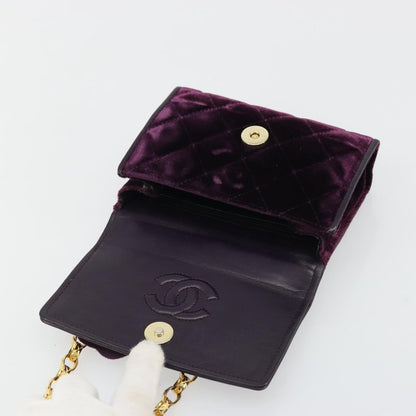 Chanel Wallet on Chain Quilted Velvet, Purple, Velvet, Handbag