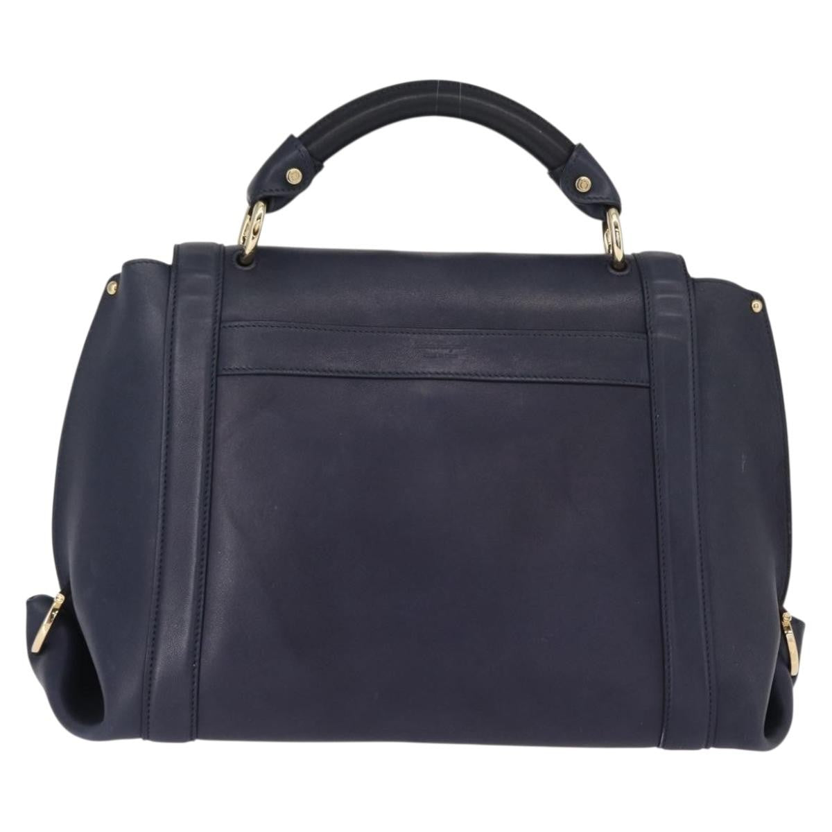 Salvatore Ferragamo Suzanna Satchel Smooth Leather, NAVY, LEATHER, Handbag