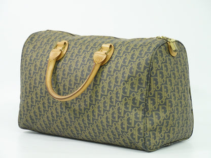 Christian Dior Vintage Trotter Boston Bag Canvas, NAVY, CANVAS, Travel bag