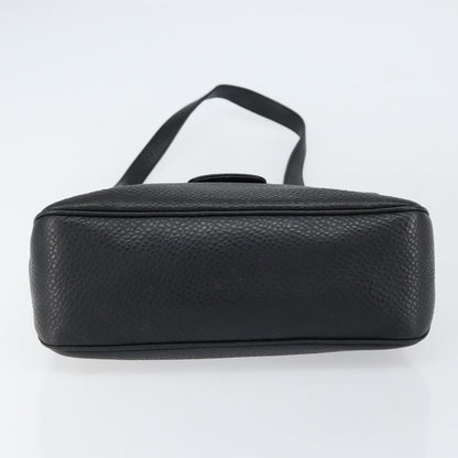 Salvatore Ferragamo Gancini Shoulder Bag Leather, BLACK, LEATHER, Shoulder bag