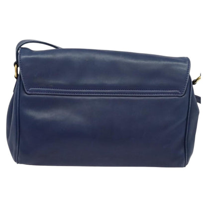 Celine Circle logo Leather, NAVY, LEATHER, Shoulder bag