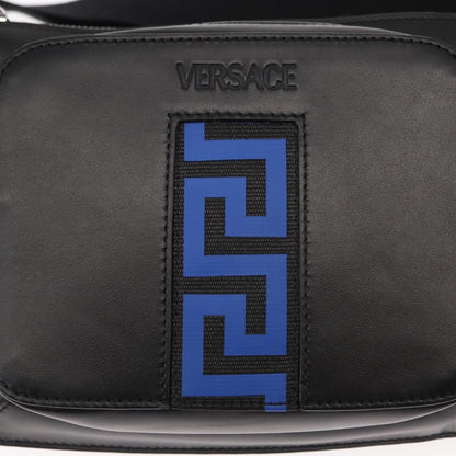 Versace Crossbody Pouch Studded Leather, BLACK, LEATHER, Clutche & pouche