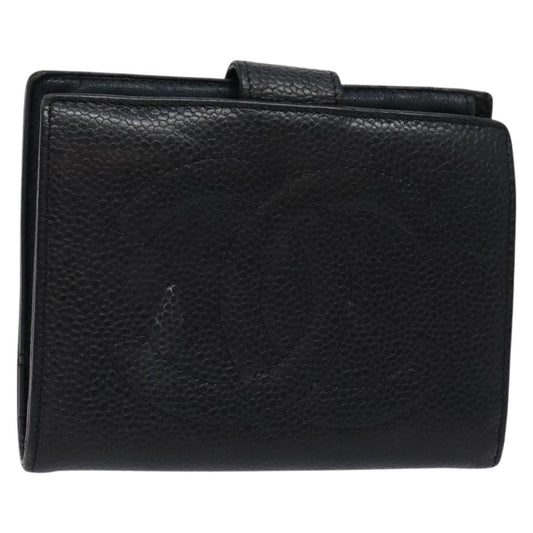 Chanel CC Bifold Wallet Quilted Caviar, BLACK, LEATHER, Wallets