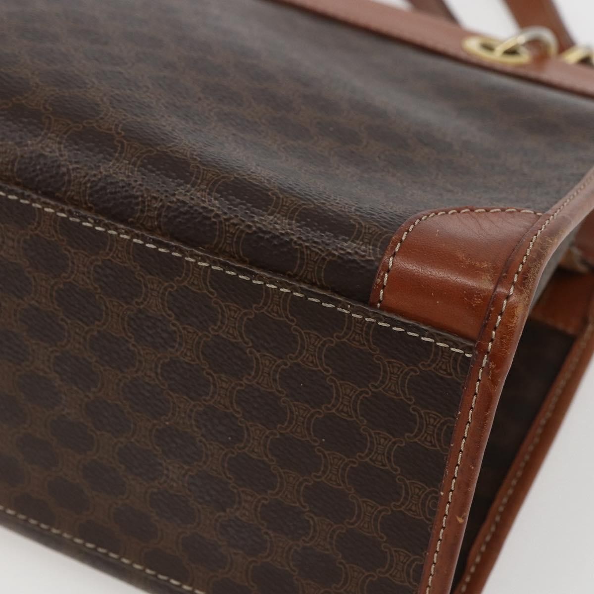 Celine Vintage Macadam Handbag Canvas and Leather, BROWN, CANVAS, Handbag