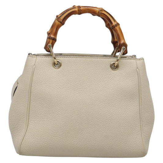 Gucci Bamboo shopper bag Leather, WHITE, LEATHER, Handbag