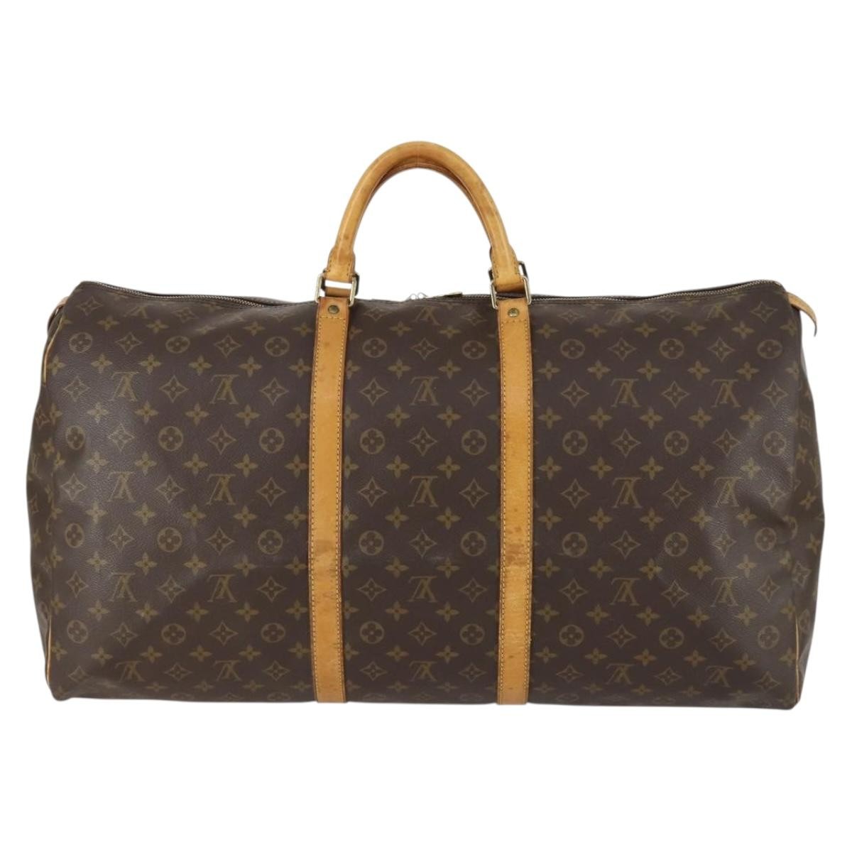 Louis Vuitton Keepall Bag Monogram Canvas, BROWN, CANVAS, Travel bag