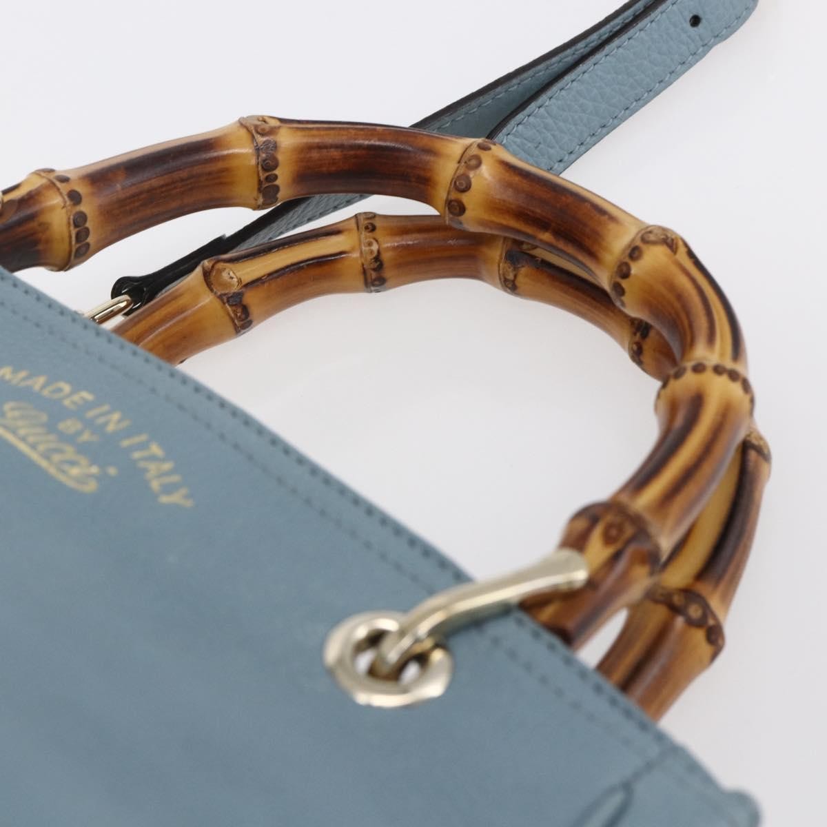 Gucci Bamboo Shopper Tote Leather, BLUE, LEATHER, Handbag