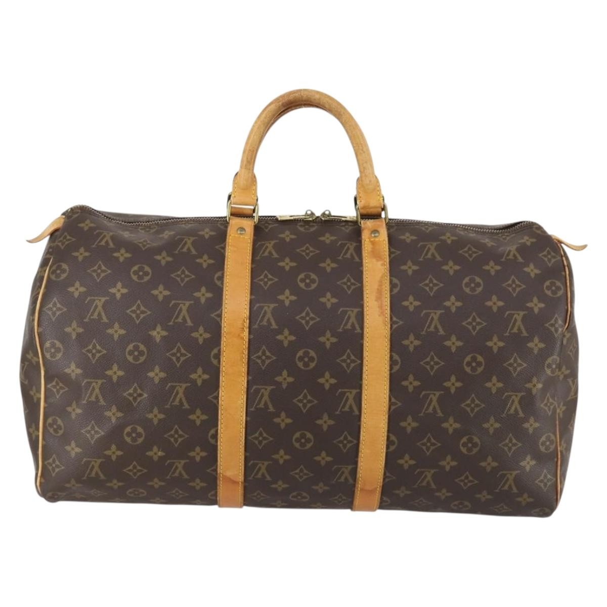 Louis Vuitton Keepall Bag Monogram Canvas, BROWN, CANVAS, Travel bag
