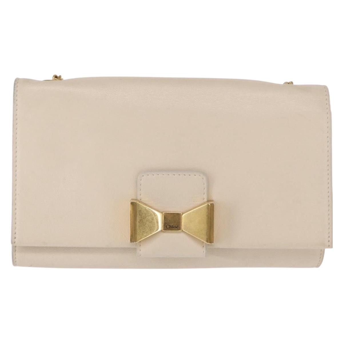 Chloe Chain Flap Crossbody Bag Leather, BEIGE, LEATHER, Shoulder bag