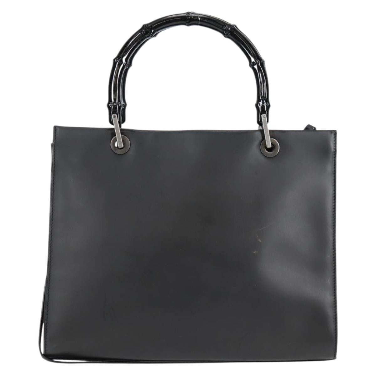 Gucci Bamboo Top Handle Convertible Tote Leather, BLACK, LEATHER, Tote bag