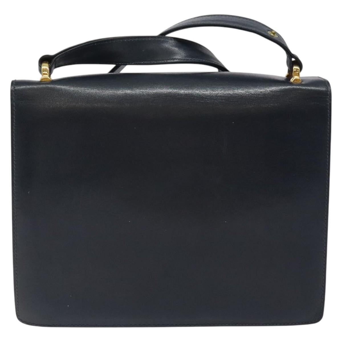 Celine Flap Shoulder Bag Leather, NAVY, LEATHER, Shoulder bag