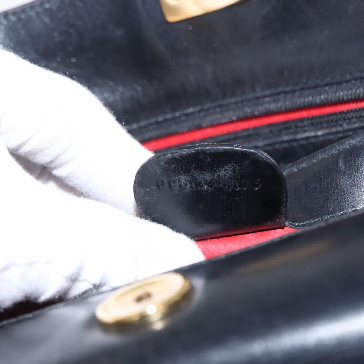 Gucci Vintage Convertible Bamboo Box Crossbody Bag Leather, BLACK, LEATHER, Handbag