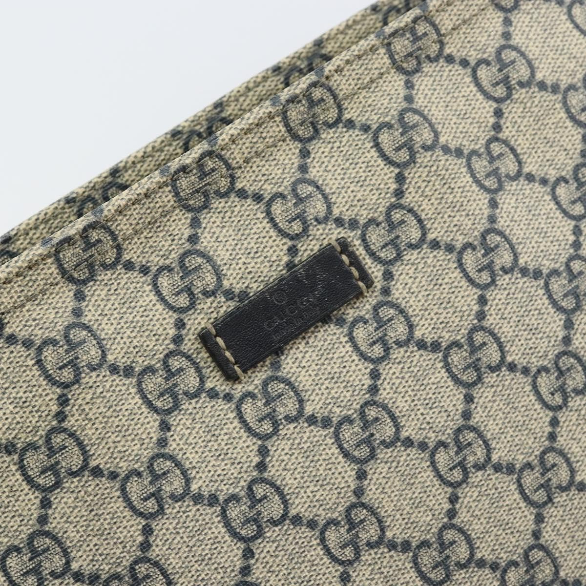 Gucci Zip Top Messenger Bag GG Coated Canvas, NAVY, PVC, Shoulder bag