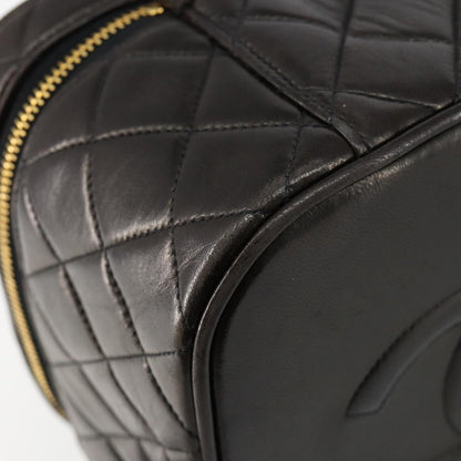 Chanel Vanity pouch Leather, BLACK, LEATHER, Toiletry Case