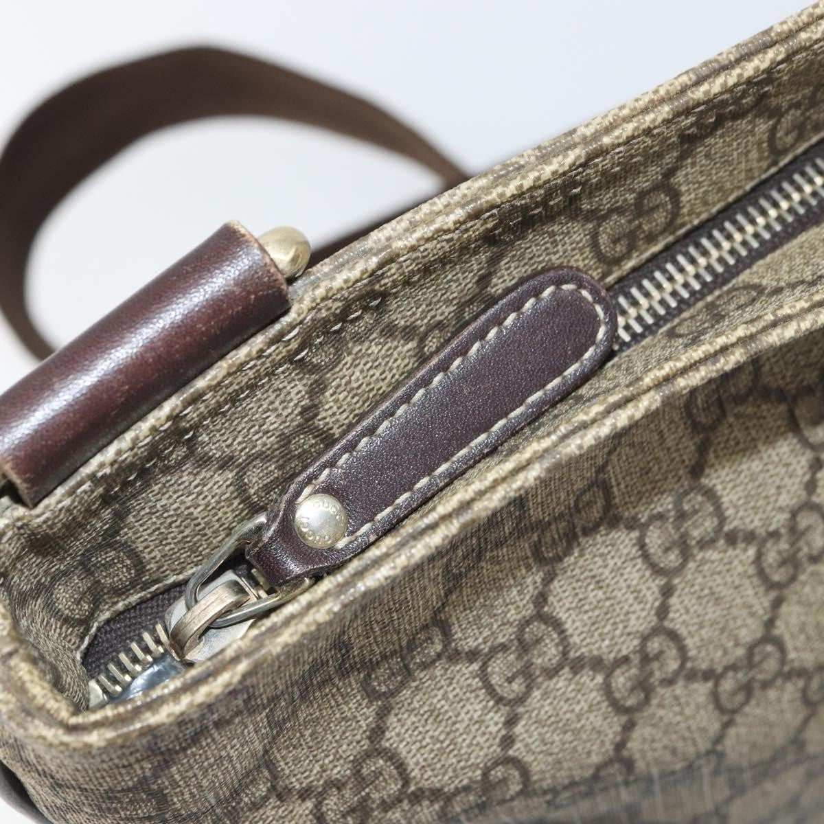 Gucci Zip Top Messenger Bag GG Coated Canvas, BEIGE, PVC, Shoulder bag