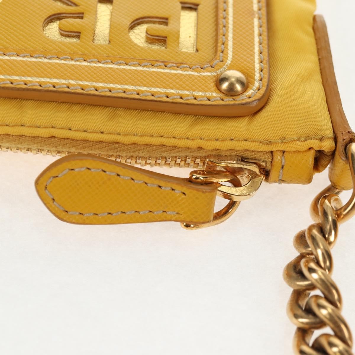 Prada Logo Chain Crossbody Bag Tessuto and Saffiano Leather, YELLOW, NYLON, Clutche & pouche
